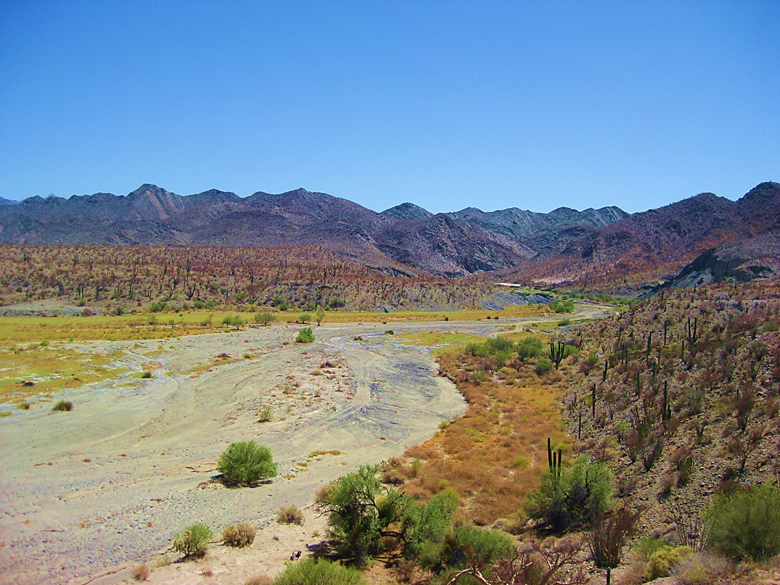 A large mountain in the middle of a dirt field